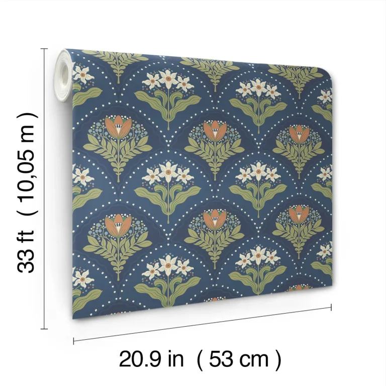 Maj Floral Damask Wallpaper - Navy — Ảnh 2