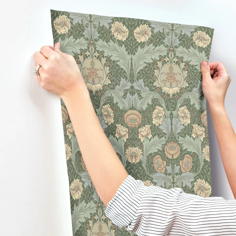 Myrtle Floral Ogee Wallpaper - Sea Green — Ảnh 4