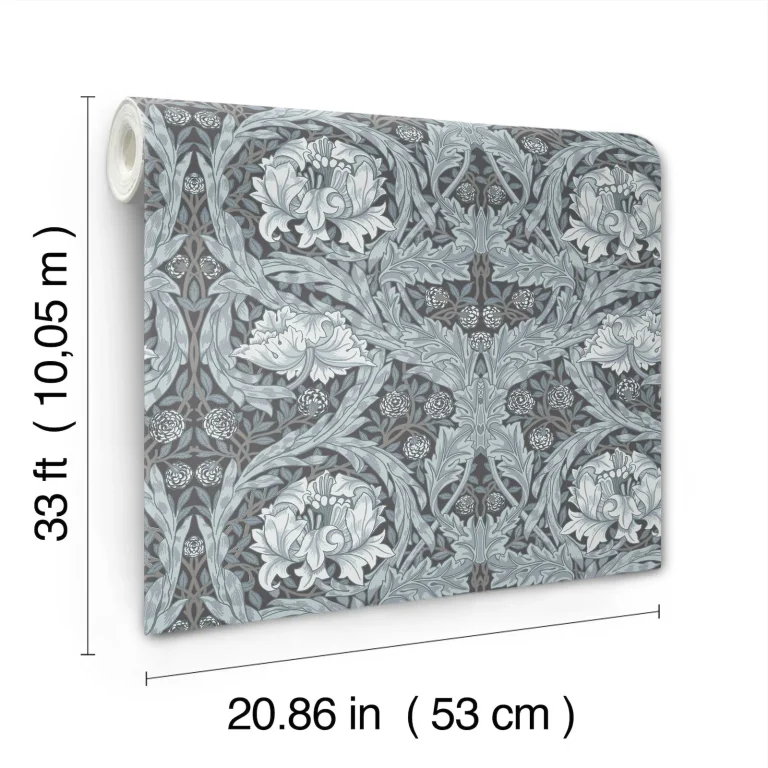 African Marigold Floral Wallpaper - Dark Blue — Ảnh 2