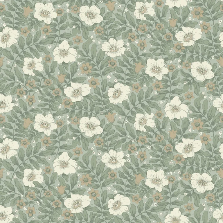 Maggan Floral Trail Wallpaper - Sea Green — Image 2