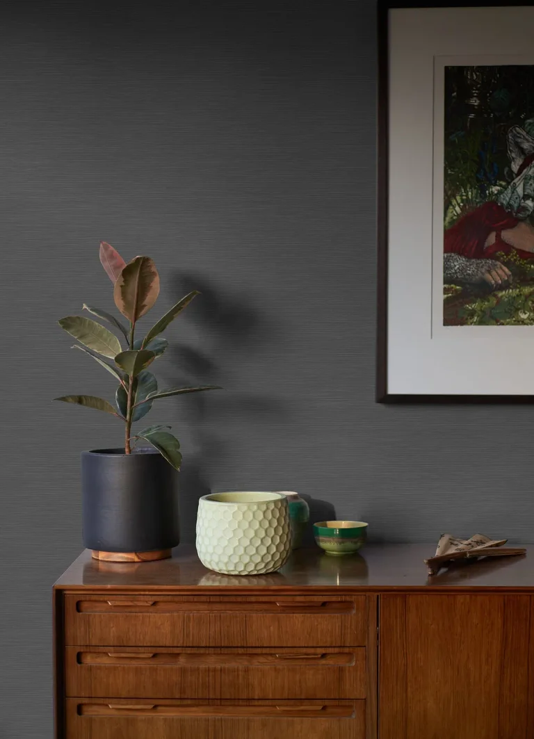 Moroccan Sisal Texture Wallpaper - Black — Ảnh 2