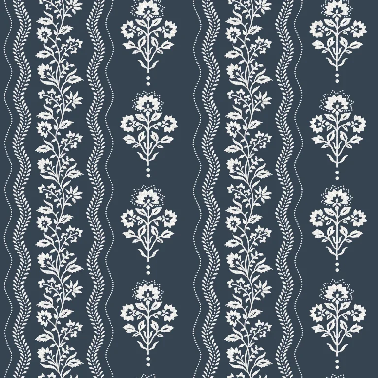 Chesapeake Lenea Floral Stripe Wallpaper - Navy — Ảnh 5