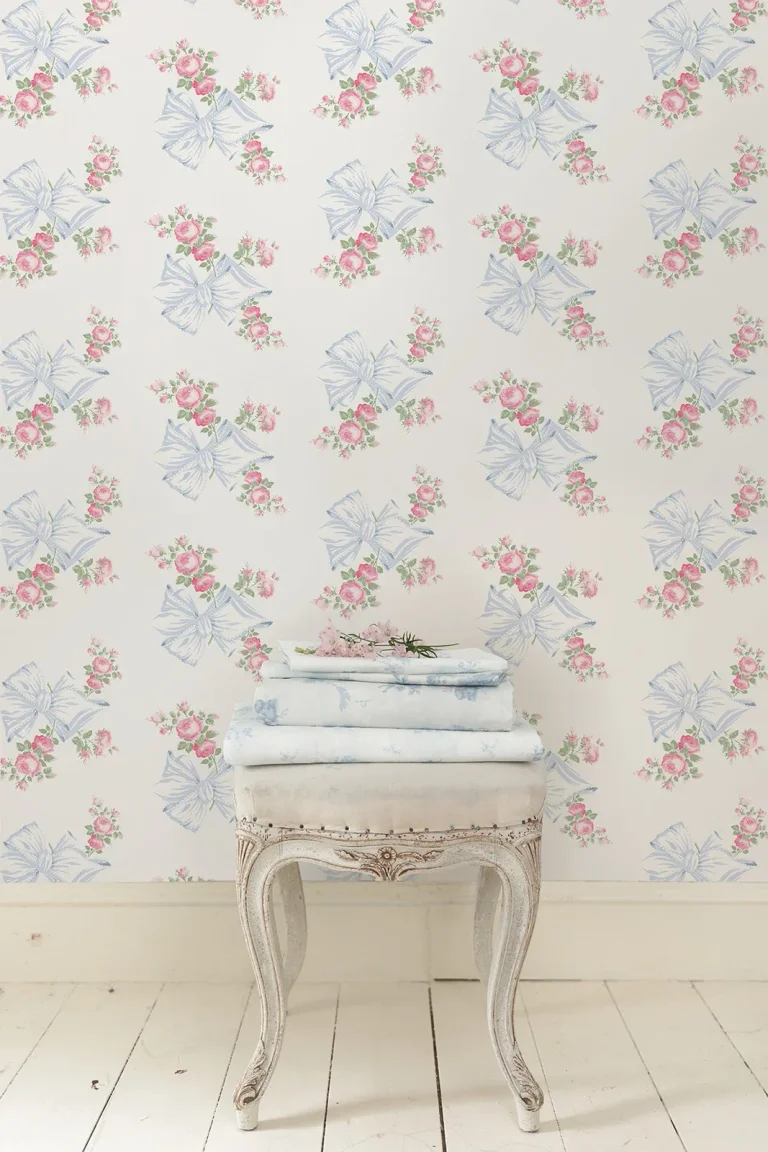 LoveShackFancy Rosa Beaux Large Bow Spot Wallpaper - Light Blue — Ảnh 6