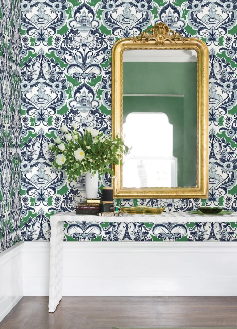 Sadie Parisian Damask Wallpaper - Green — Ảnh 4