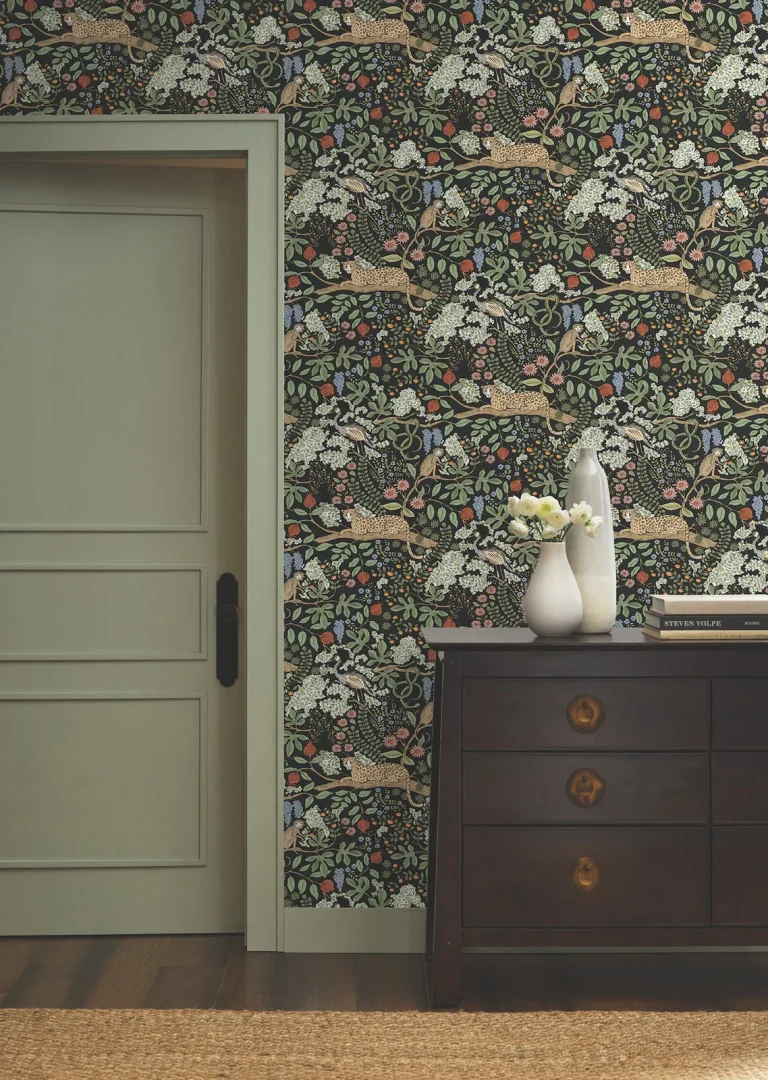 Rifle Paper Co. Safari Jungle Toile Peel and Stick Wallpaper - Black — Ảnh 4