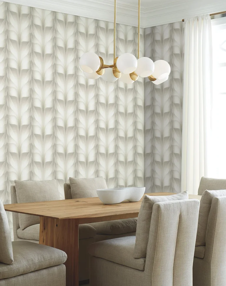 Candice Olson Lotus Light Stripe Wallpaper - White — Ảnh 5