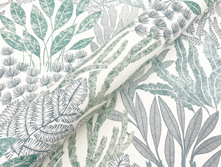 Coral Leaves Wallpaper - Blue/Aqua — Ảnh 4