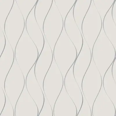 Wavy Stripe Wallpaper - White/Silver