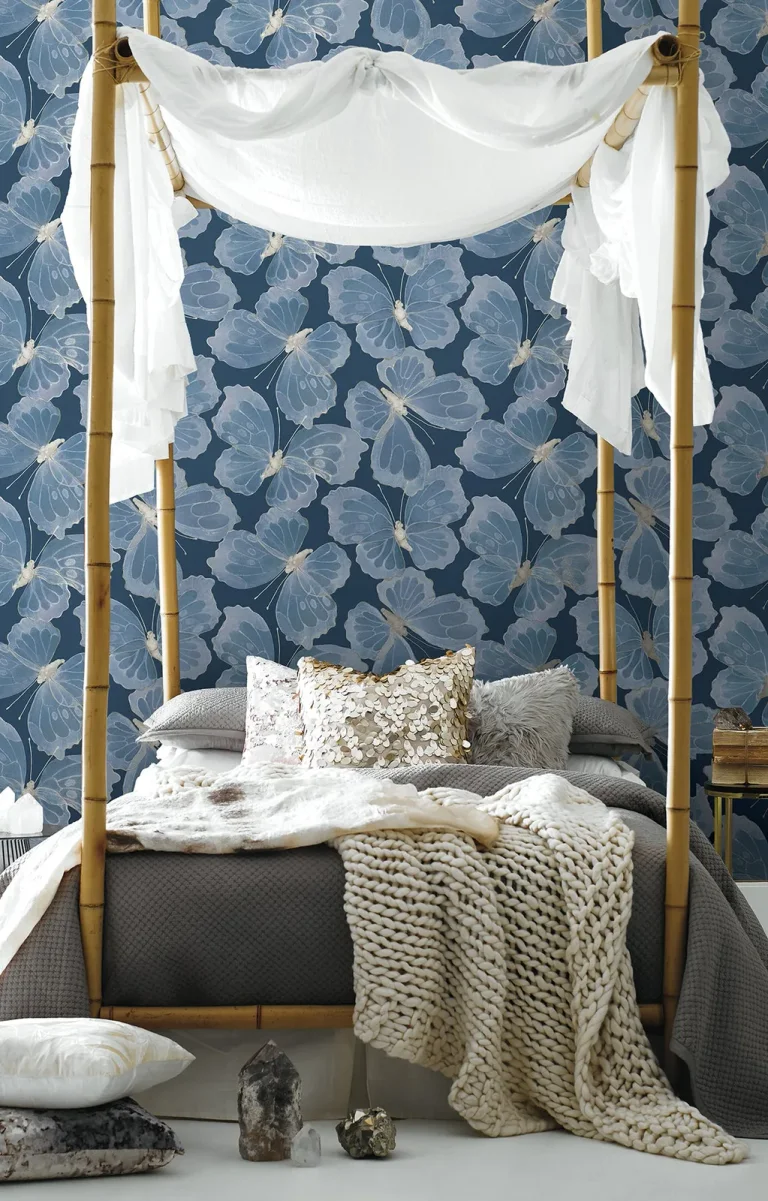 Monarch Peel and Stick Wallpaper - Blue/Glint — Ảnh 5