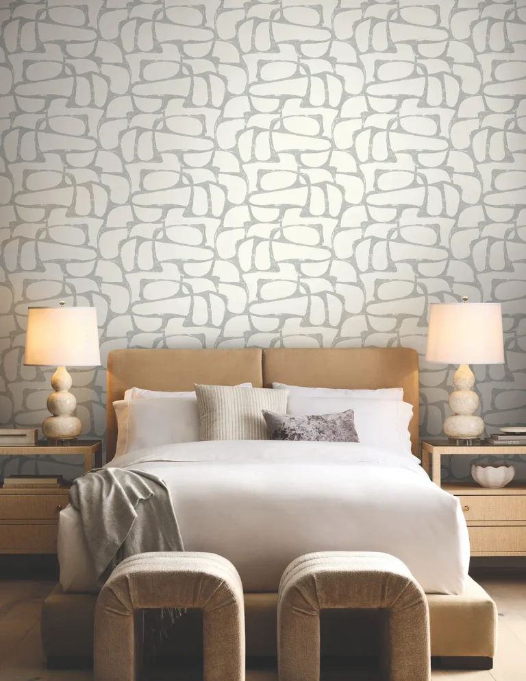 Candice Olson Craftsman Geometric Wallpaper - White & Silver — Ảnh 5