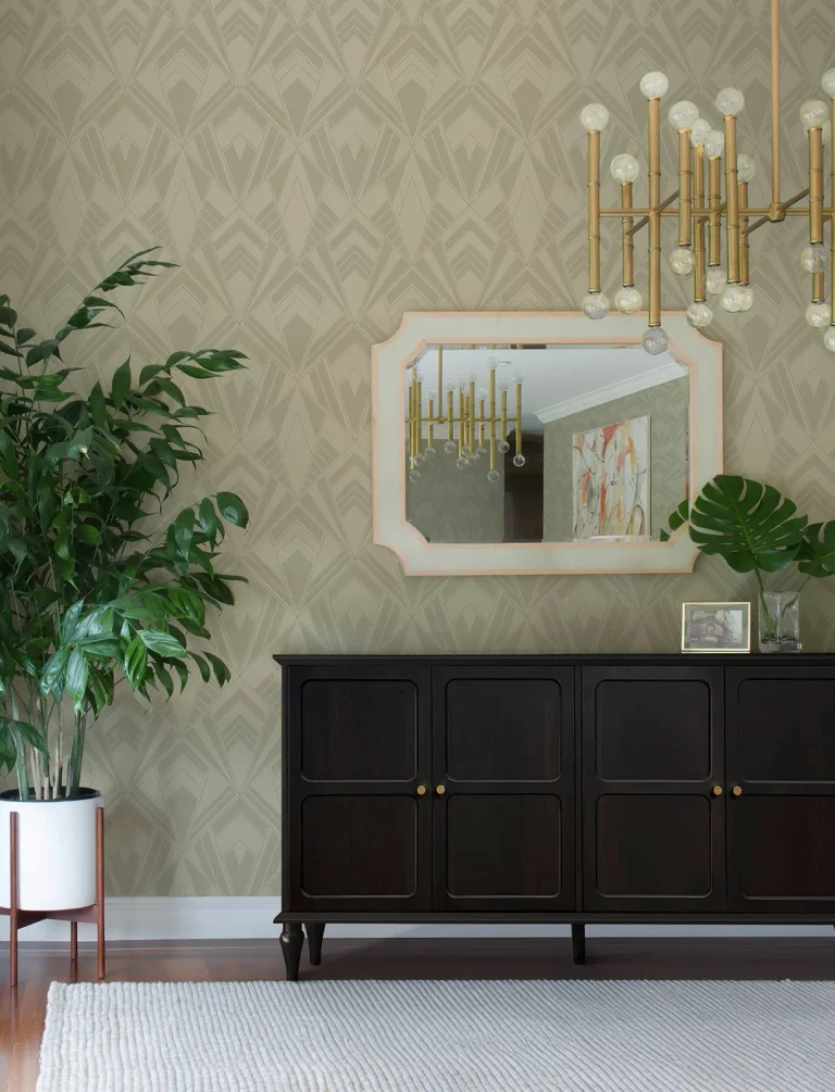Allenby Flocked Wallpaper - Khaki — Image 5