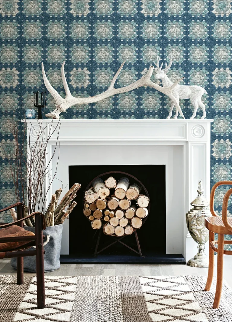 Chesapeake Maud Crochet Geometric Wallpaper - Blue