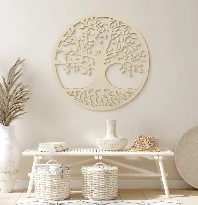 3D Wooden Tree with Roots Motif- 40cm diameter