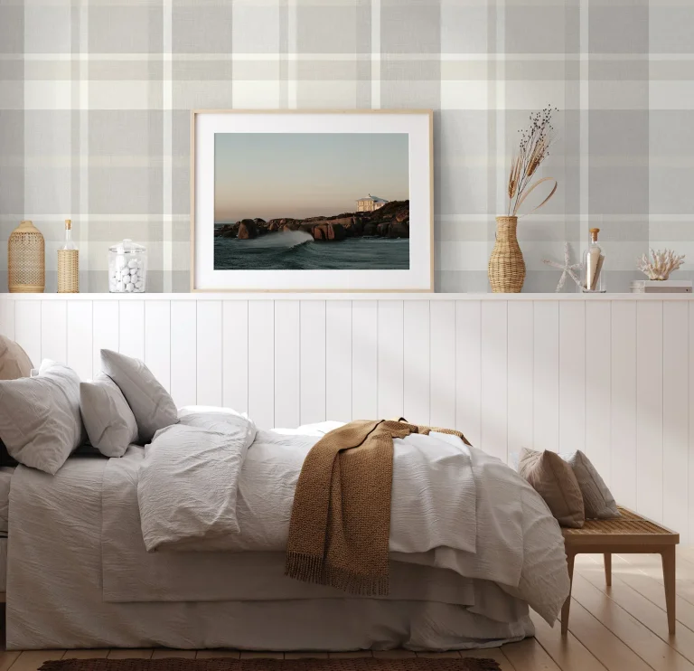 Madaket Plaid Wallpaper - Light Grey