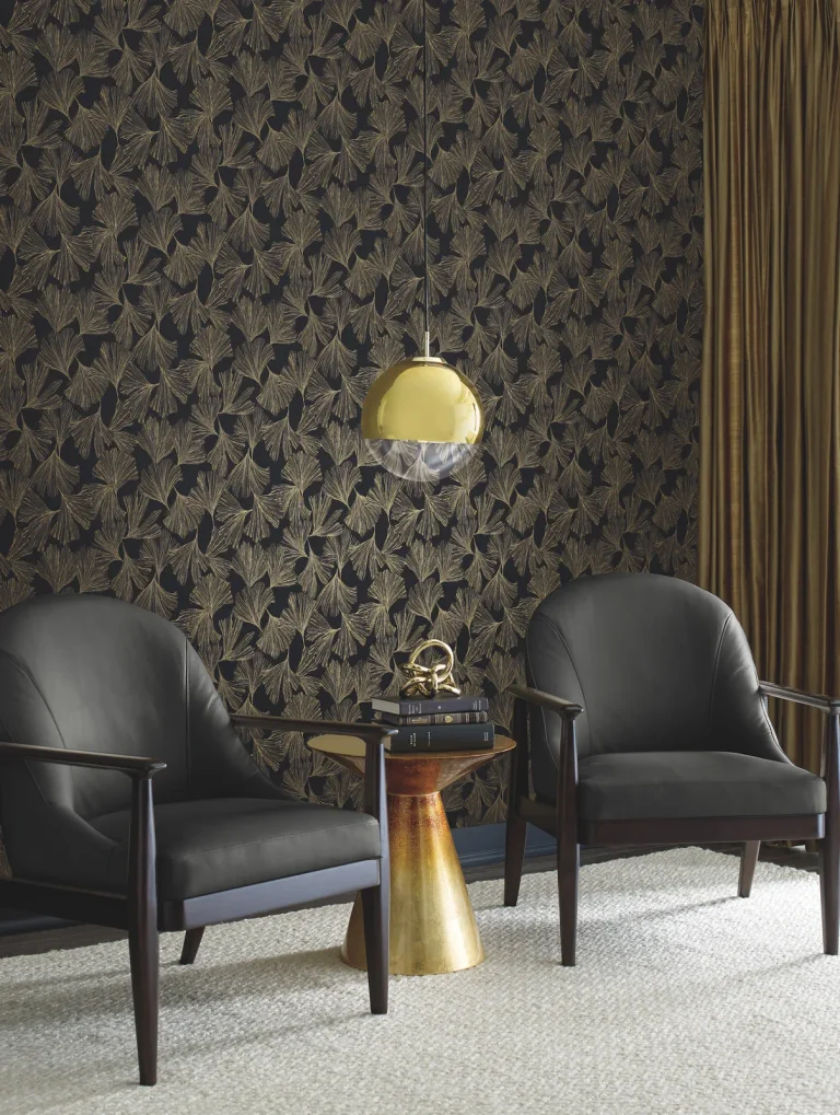 Gingko Toss Wallpaper - Black — Image 4