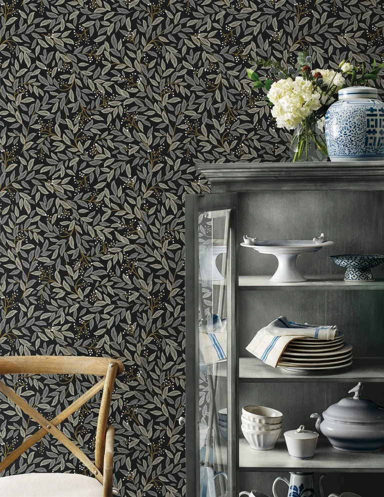 Rifle Paper Co. Willowberry Peel and Stick Wallpaper - Black — Ảnh 4