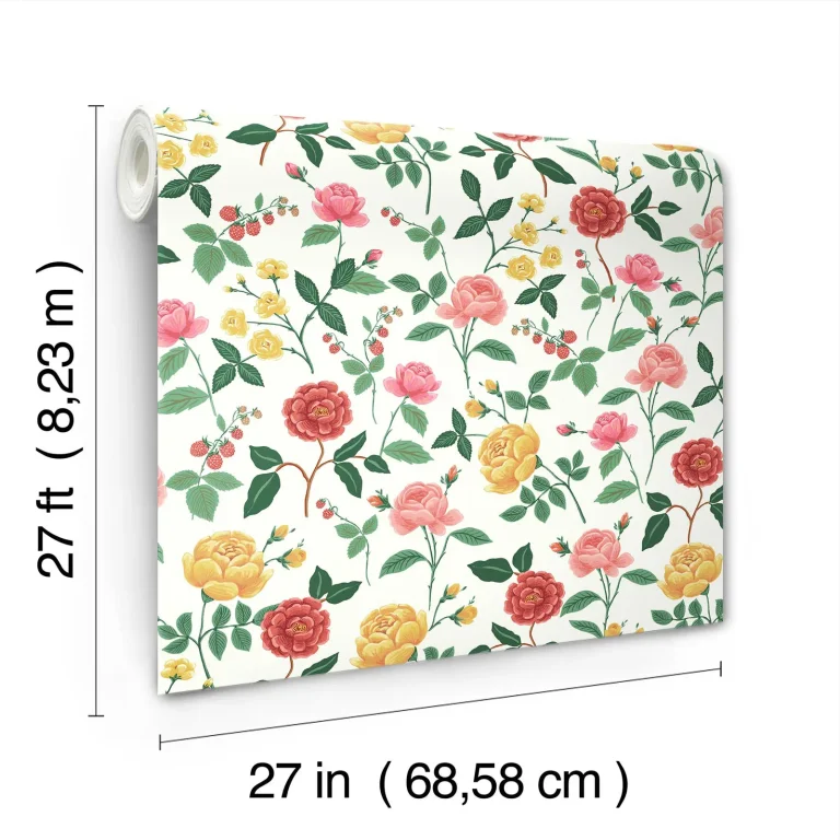 Rifle Paper Co. Roses Wallpaper - White & Blush — Ảnh 7