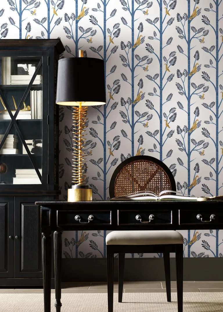 Aviary Branch Peel and Stick Wallpaper - Goldfinch/Cobalt — Image 5