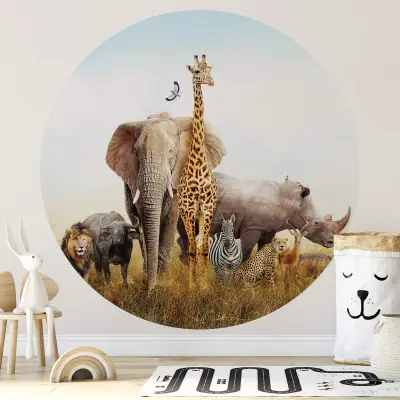 African Elephant - Wall Mural 5521 - Round - 144cm diameter