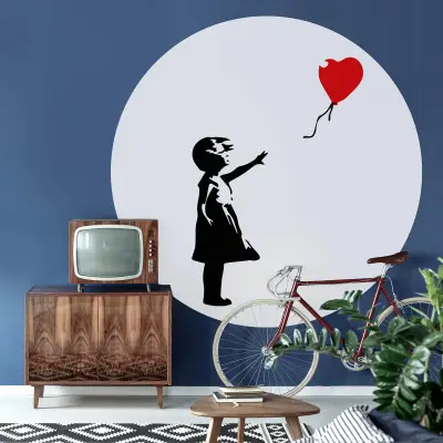 Banksy - Girl with the Red Balloon - Wall Mural 5551 - Round - 144cm diameter