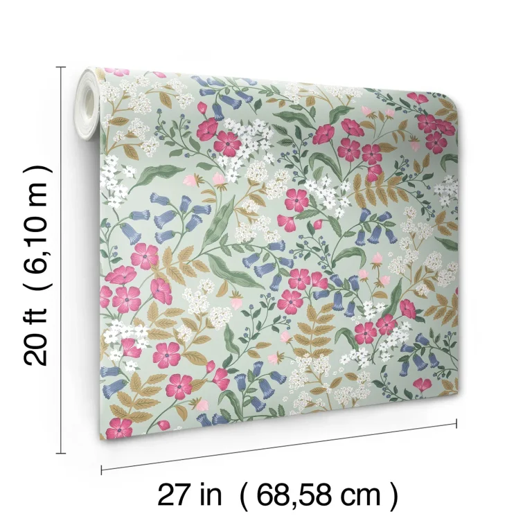 Rifle Paper Co. Sweetbrier Peel and Stick Wallpaper - Mint — Ảnh 4