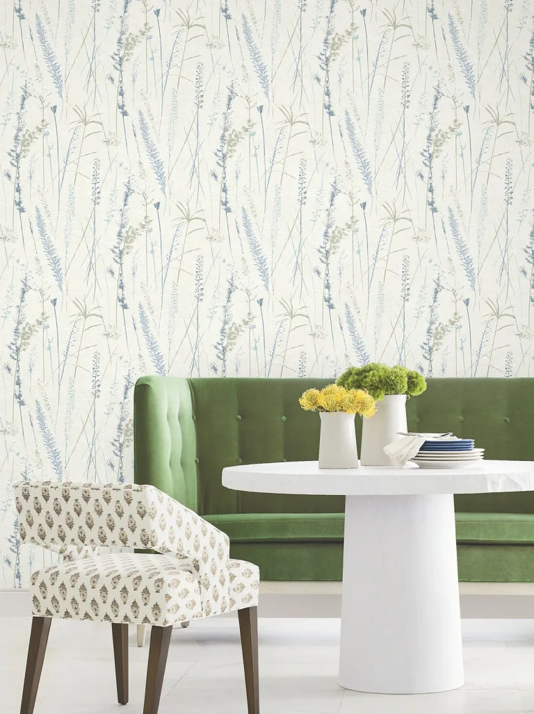 Meadow Splendor Botanical Wallpaper - Blue — Ảnh 2