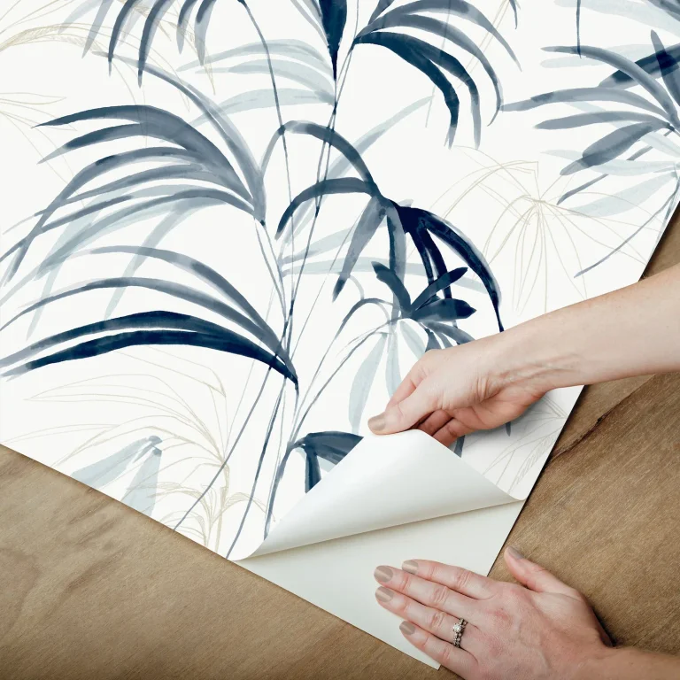 Candice Olson Inky Palms Peel and Stick Wallpaper - Blue — Image 4