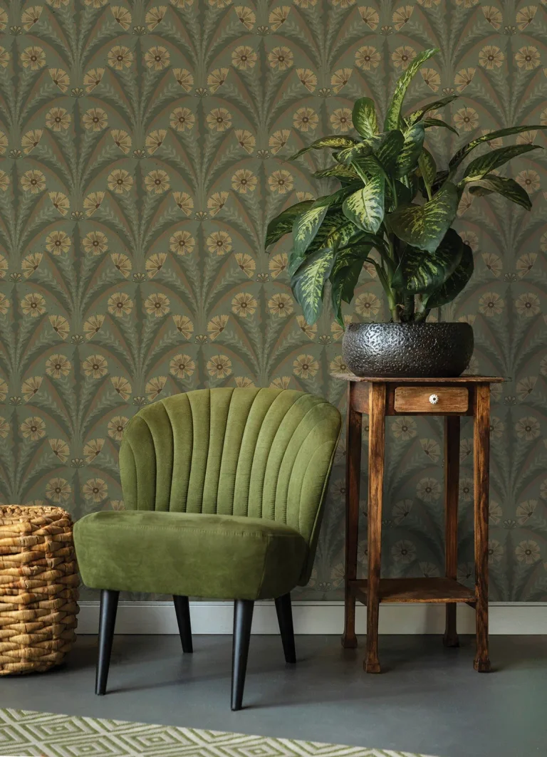 Chesapeake Tap Root Floral Damask Wallpaper - Green — Ảnh 5