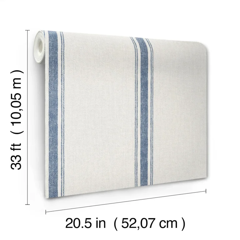 Chesapeake Linette Fabric Stripe Wallpaper - Denim — Image 4