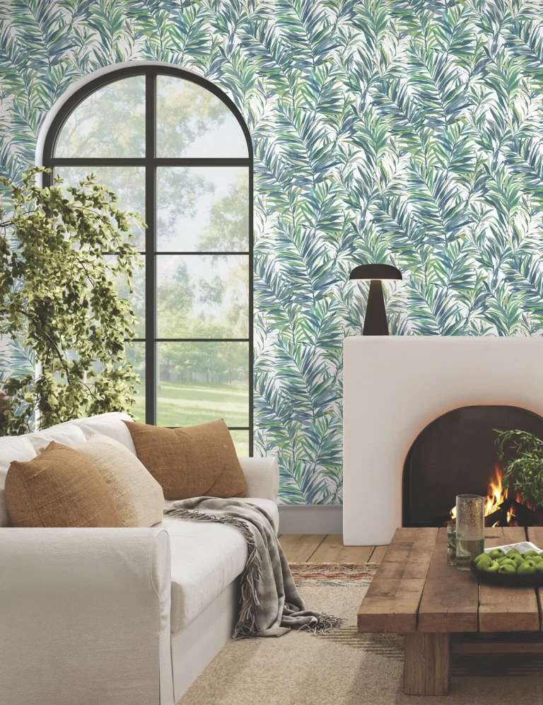Swaying Palms Wallpaper - Wallpaper Green & Blue — Image 2