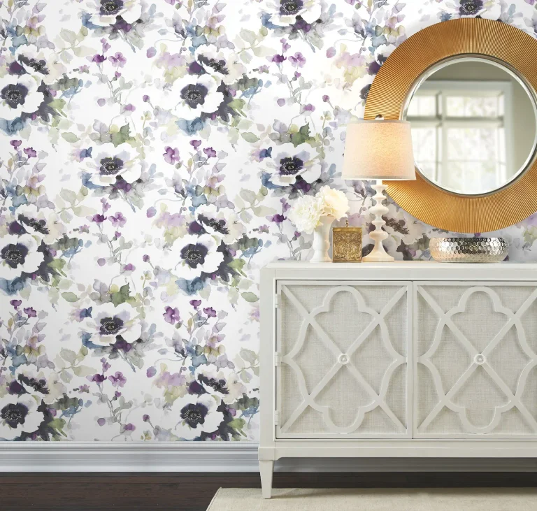 Garden Anemone Peel and Stick Wallpaper - Lilac/Green — Image 3