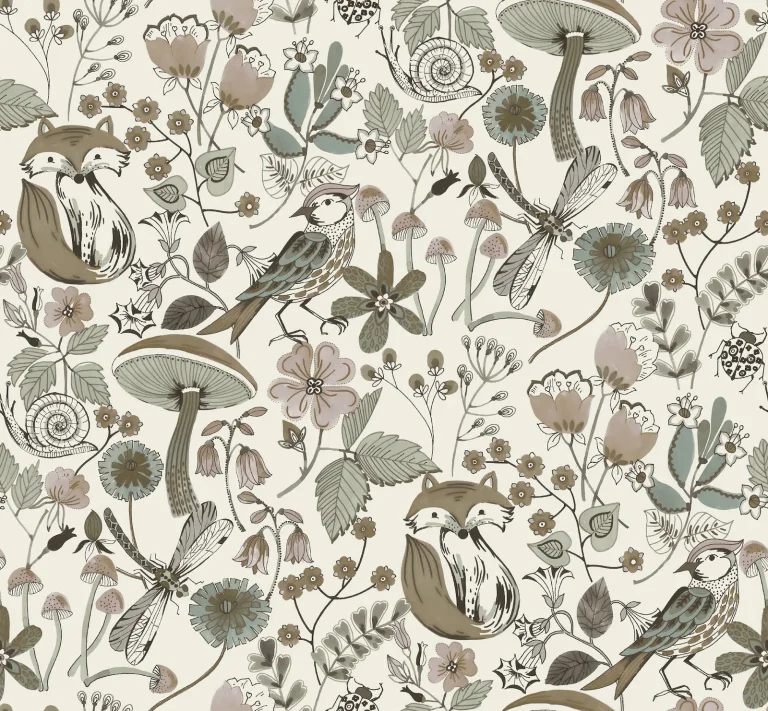 Wonder Woodland Animals Wallpaper - Neutral — Ảnh 2