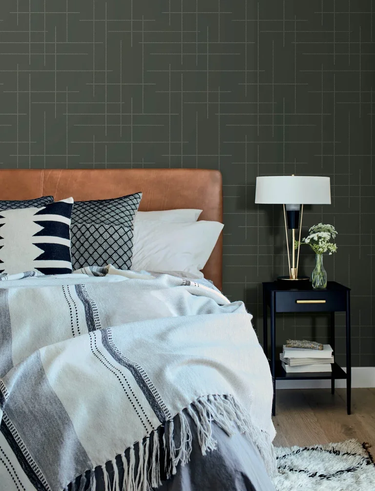 Wylie Dotted Gridlines Wallpaper - Moss — Image 3