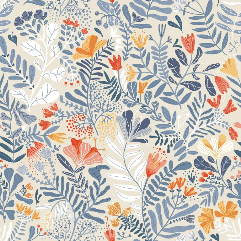 Brittsommar Woodland Floral Wallpaper - Light blue — Image 3