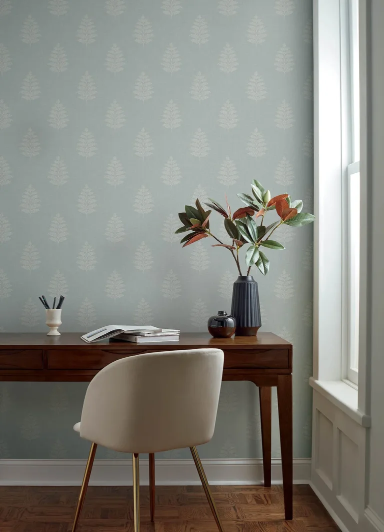 Chesapeake Frond Leaf Wallpaper - Light Blue — Ảnh 5