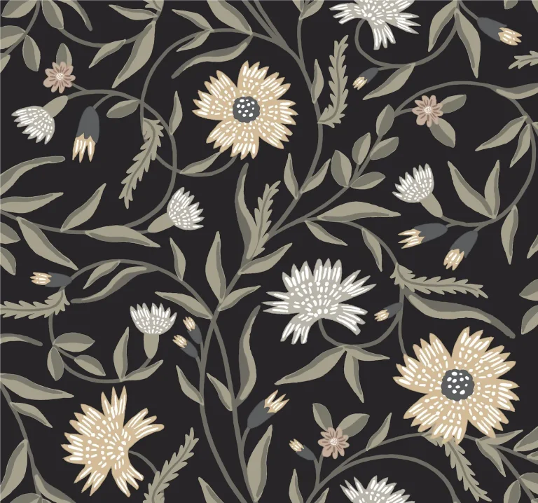 Rifle Paper Co. Aster Wallpaper - Black — Image 3