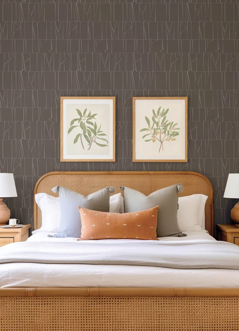 Huntington Geometric Stripe Wallpaper - Chocolate — Image 2