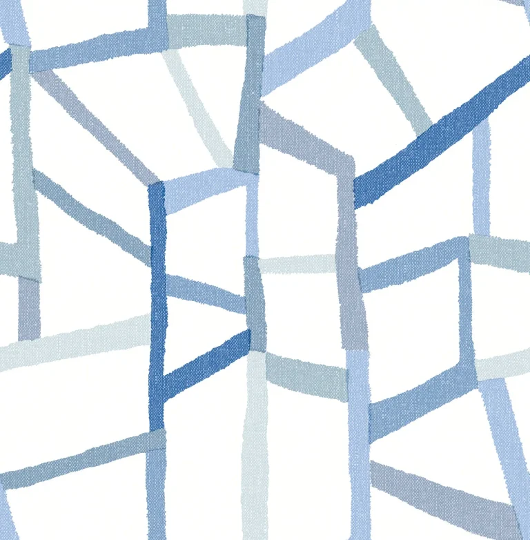Tate Geometric Linen Wallpaper - Blue — Ảnh 2