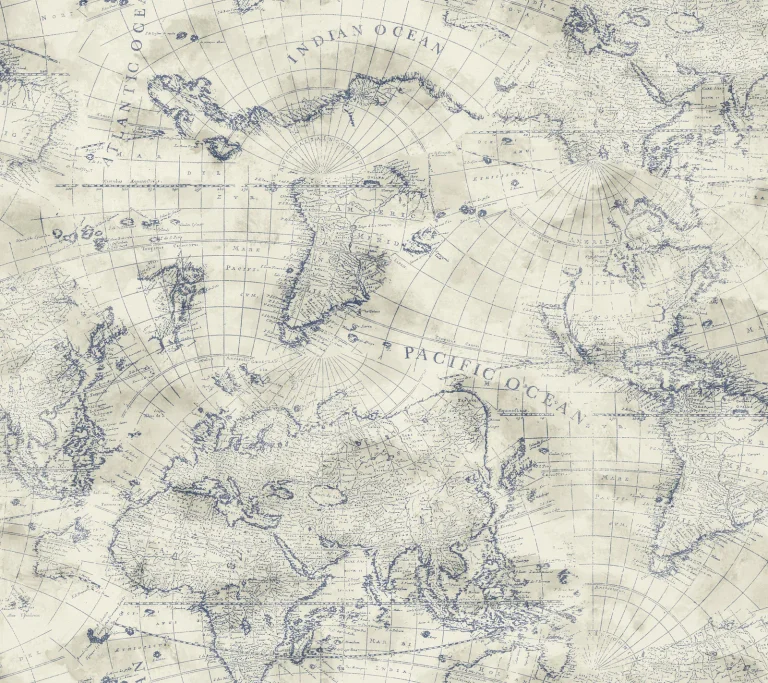 Coastal Map Peel and Stick Wallpaper - Sepia/Navy — Image 5
