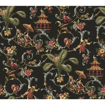 Mandarin Rose Wallpaper - Black