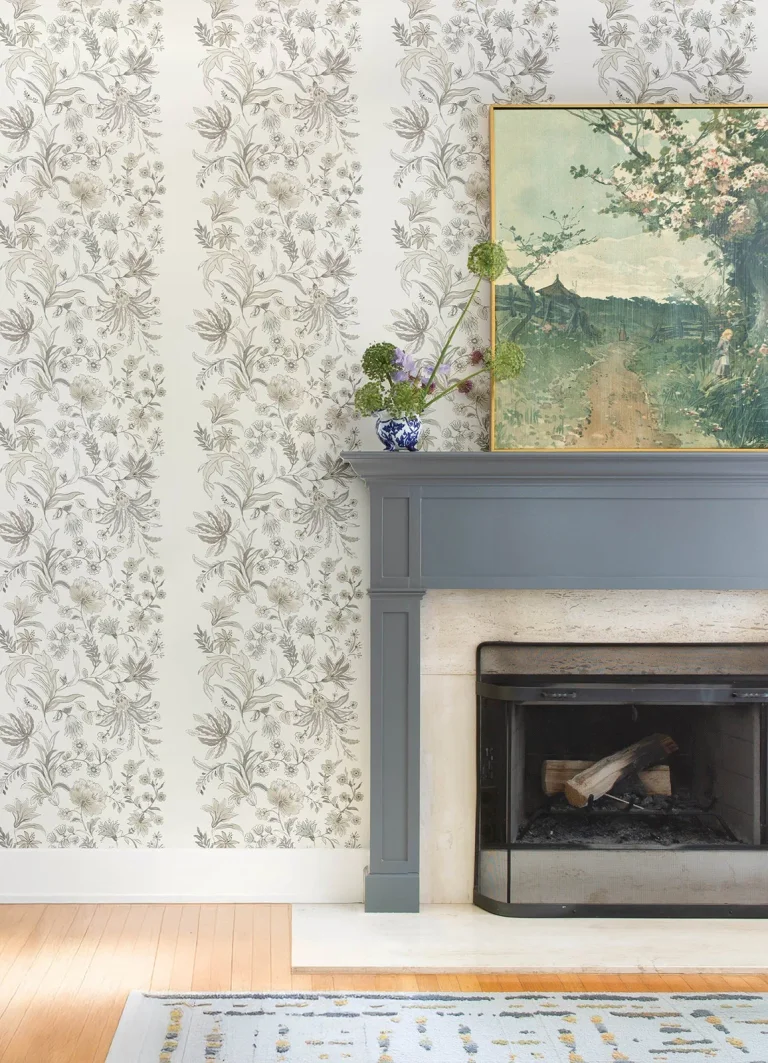Teonna Floral Stripe Wallpaper - Light Grey — Ảnh 5