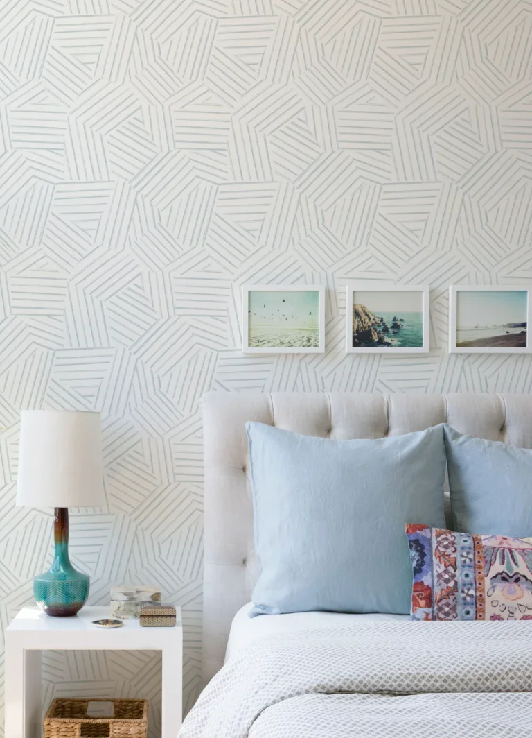 Helene Geometric Lines Wallpaper - Sky Blue — Ảnh 3