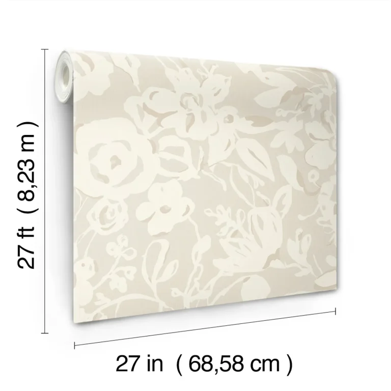 Brushstroke Floral Wallpaper - Taupe — Ảnh 3