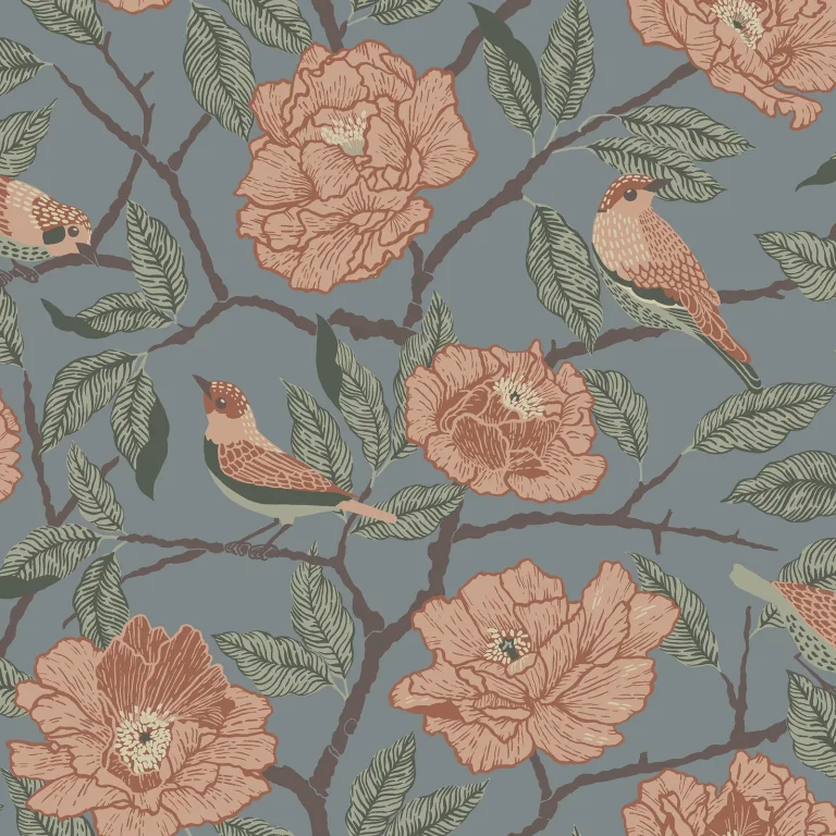 Bernadina Rosebush Wallpaper - Blue — Image 3