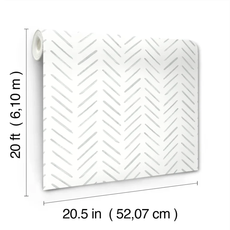 Painted Herringbone Peel and Stick Wallpaper - Fog — Ảnh 6