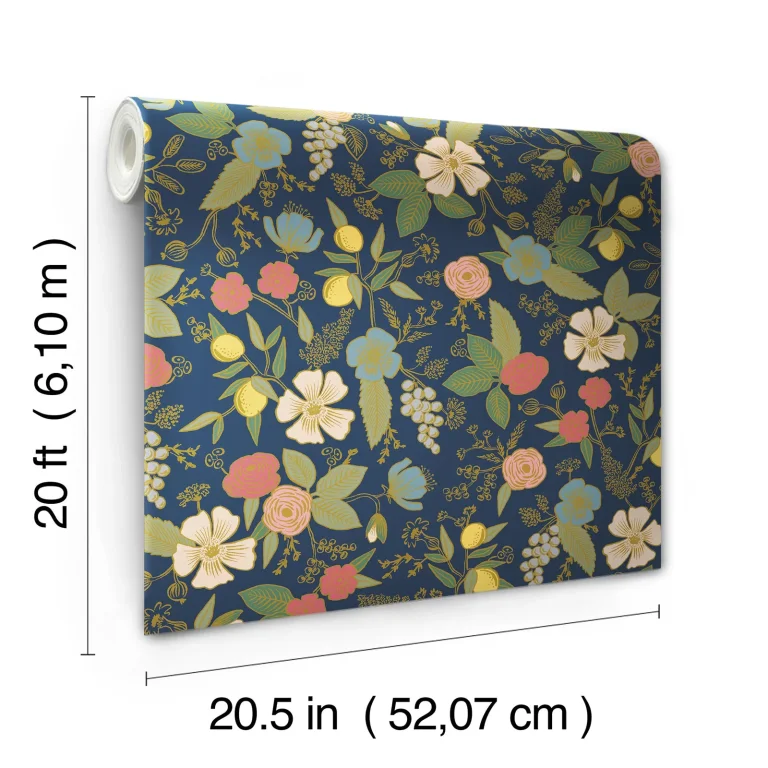 Rifle Paper Co. Colette Peel and Stick Wallpaper - Navy — Image 3