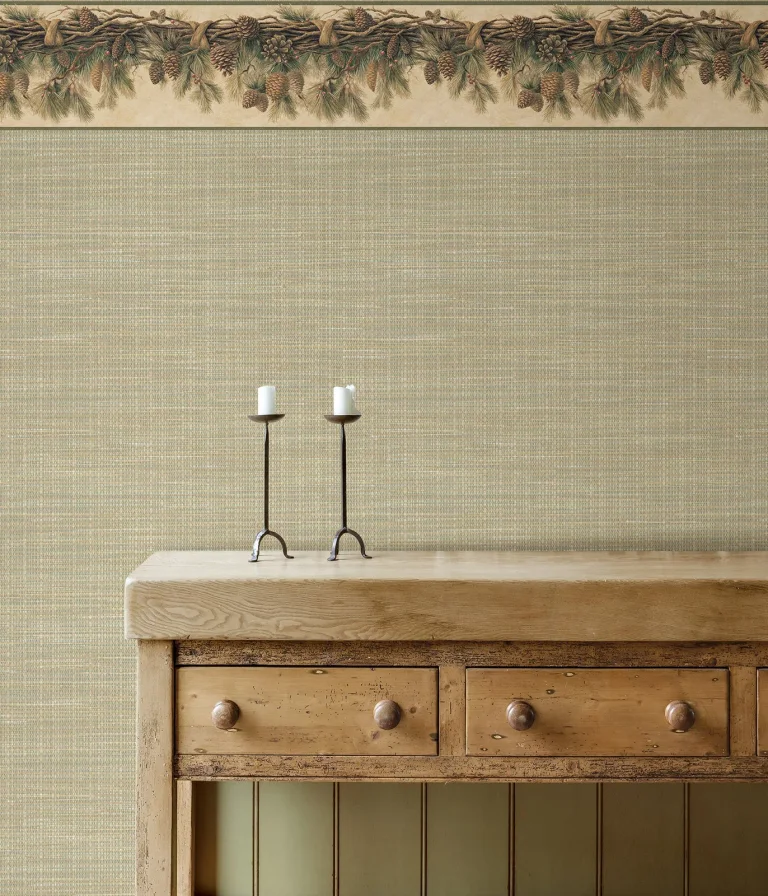 Chesapeake Coulter Pinecone Forest Wallpaper Border - Olive — Ảnh 2