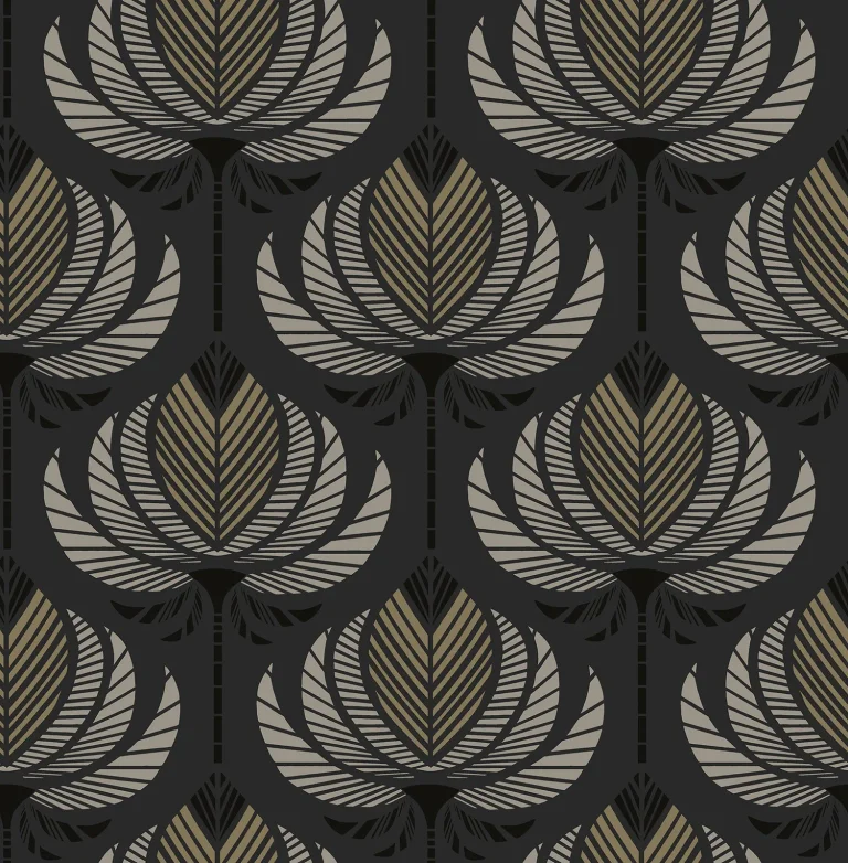 Ferrenby Floral Fan Wallpaper - Black — Image 4