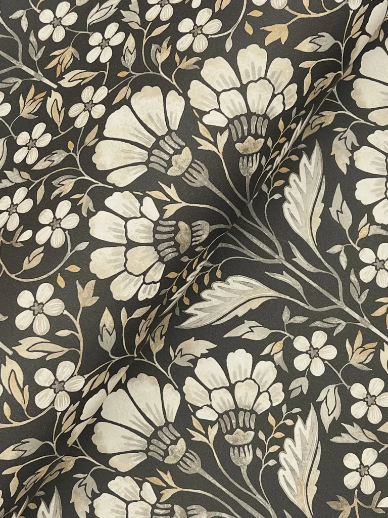 Chesapeake Edith Floral Damask Wallpaper - Black — Image 3