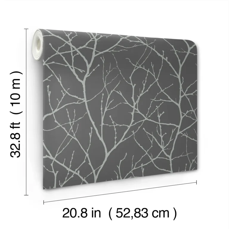 Trees Silhouette Wallpaper - Charcoal/Silver — Image 2